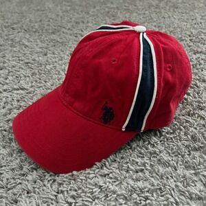 US Polo Assn Red Baseball Cap‎ vintage  Adjustable Strap Logo Number 3